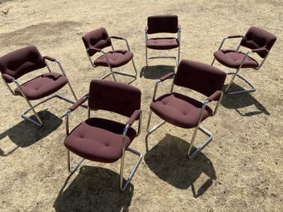 STEELCASE CANTILEVER Chrome Chair Model 421 482 Mid Century Modern Set Of 6 - Thumbnail 19