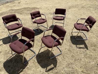 STEELCASE CANTILEVER Chrome Chair Model 421 482 Mid Century Modern Set Of 6 - Thumbnail 20