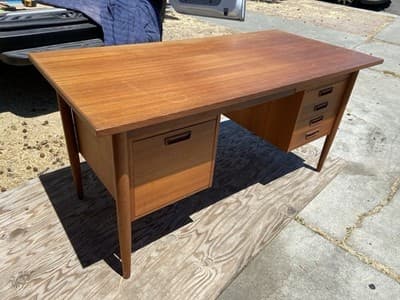 Vintage Mid Century Modern Teak Desk - Thumbnail 3