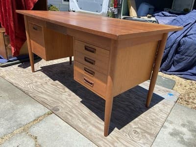 Vintage Mid Century Modern Teak Desk - Thumbnail 7