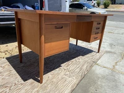 Vintage Mid Century Modern Teak Desk - Thumbnail 6