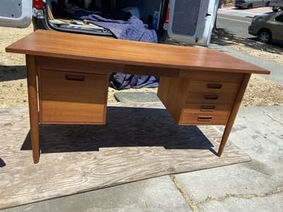 Vintage Mid Century Modern Teak Desk - Thumbnail 5