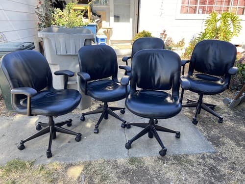 Vintage mid century modern  Herman Miller Equa Leather Rolling Desk Chairs - Image 1