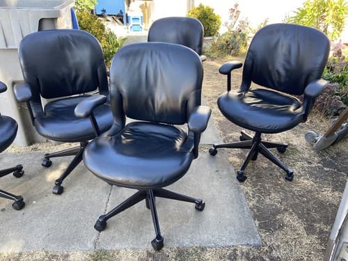 Vintage mid century modern  Herman Miller Equa Leather Rolling Desk Chairs - Thumbnail 2