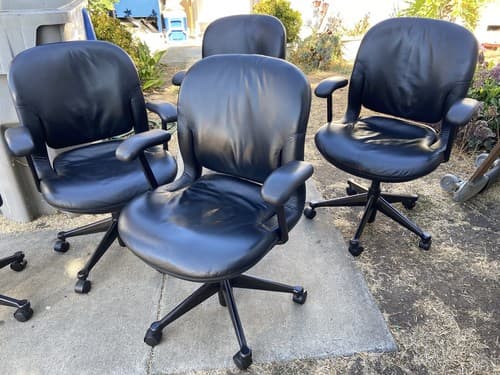 Vintage mid century modern  Herman Miller Equa Leather Rolling Desk Chairs - Thumbnail 7