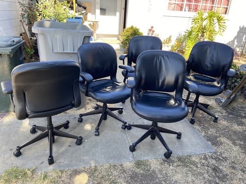Vintage mid century modern  Herman Miller Equa Leather Rolling Desk Chairs - Thumbnail 5