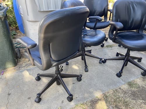 Vintage mid century modern  Herman Miller Equa Leather Rolling Desk Chairs - Thumbnail 6