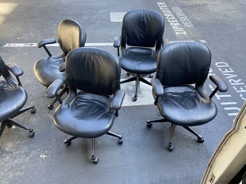 Vintage mid century modern  Herman Miller Equa Leather Rolling Desk Chairs - Thumbnail 13