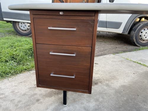 Vintage Mid Century Modern Oval Custom Wooden Executive Desk - Thumbnail 8