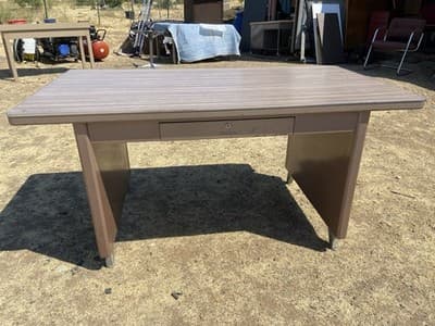 Vintage Mid-Century Modern industrial Shaw Walker Tanker Desk Table - Thumbnail 6