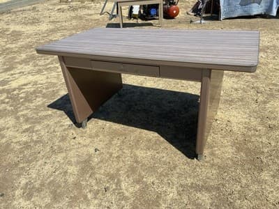 Vintage Mid-Century Modern industrial Shaw Walker Tanker Desk Table - Thumbnail 10