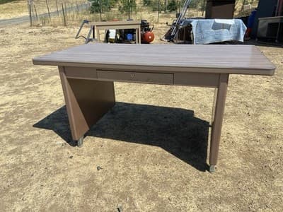 Vintage Mid-Century Modern industrial Shaw Walker Tanker Desk Table - Thumbnail 11