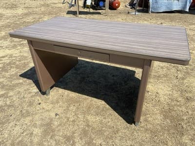 Vintage Mid-Century Modern industrial Shaw Walker Tanker Desk Table - Thumbnail 15