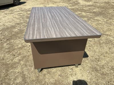 Vintage Mid-Century Modern industrial Shaw Walker Tanker Desk Table - Thumbnail 13