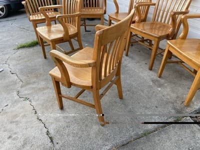 Antique Jasper Furniture Seating Bankers Golden Oak Chair Set Of 7 - Thumbnail 12