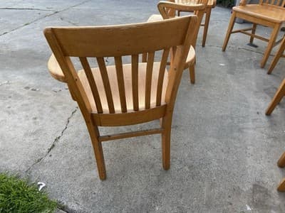 Antique Jasper Furniture Seating Bankers Golden Oak Chair Set Of 7 - Thumbnail 5
