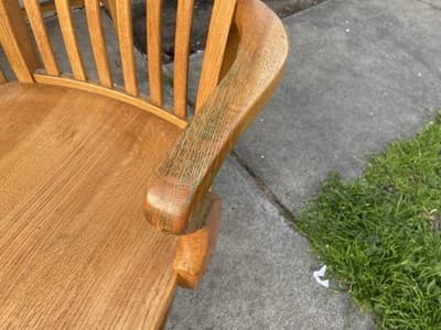 Antique Jasper Furniture Seating Bankers Golden Oak Chair Set Of 7 - Thumbnail 3