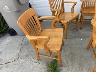 Antique Jasper Furniture Seating Bankers Golden Oak Chair Set Of 7 - Thumbnail 10