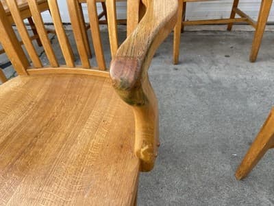 Antique Jasper Furniture Seating Bankers Golden Oak Chair Set Of 7 - Thumbnail 4