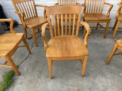 Antique Jasper Furniture Seating Bankers Golden Oak Chair Set Of 7 - Thumbnail 21