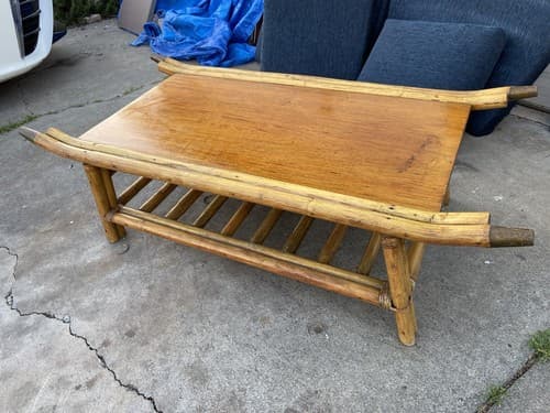Vintage Mid Century Modern Rattan Bamboo Coffee Table - Thumbnail 7