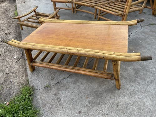 Vintage Mid Century Modern Rattan Bamboo Coffee Table - Thumbnail 14