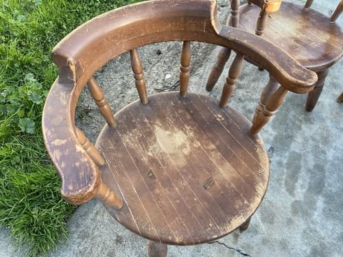 Antique Butcher Block Tavern Dining Chairs Set Of 6 Needs Refinishing - Thumbnail 8