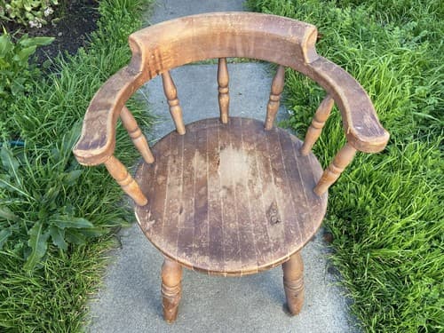 Antique Butcher Block Tavern Dining Chairs Set Of 6 Needs Refinishing - Thumbnail 10