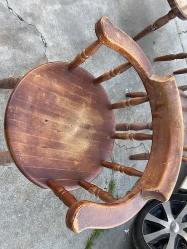 Antique Butcher Block Tavern Dining Chairs Set Of 6 Needs Refinishing - Thumbnail 9