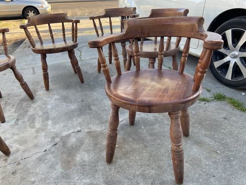 Antique Butcher Block Tavern Dining Chairs Set Of 6 Needs Refinishing - Thumbnail 12
