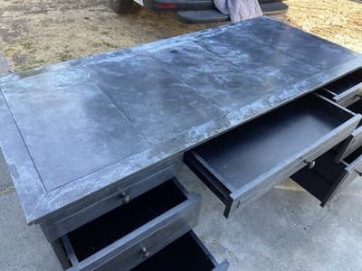 RH Restoration Hardware Annecy metal Wrapped Zinc Desk With Patina - Thumbnail 14