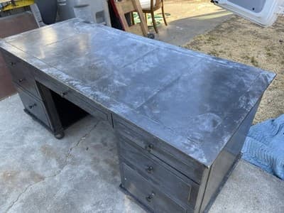 RH Restoration Hardware Annecy metal Wrapped Zinc Desk With Patina - Thumbnail 10