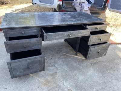RH Restoration Hardware Annecy metal Wrapped Zinc Desk With Patina - Thumbnail 13