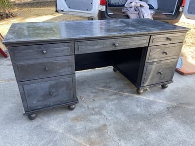 RH Restoration Hardware Annecy metal Wrapped Zinc Desk With Patina - Thumbnail 18