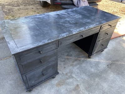 RH Restoration Hardware Annecy metal Wrapped Zinc Desk With Patina - Thumbnail 17