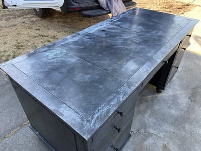 RH Restoration Hardware Annecy metal Wrapped Zinc Desk With Patina - Thumbnail 20