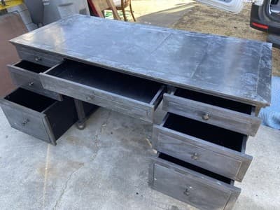 RH Restoration Hardware Annecy metal Wrapped Zinc Desk With Patina - Thumbnail 16