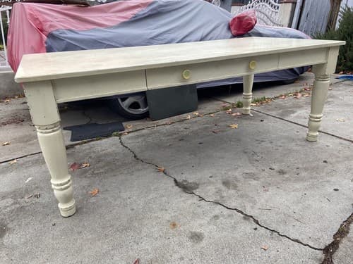 Vintage Pottery Barn Antique Farmhouse Wooden Table White Rustic Finish Style - Thumbnail 2