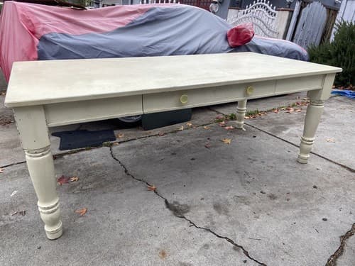 Vintage Pottery Barn Antique Farmhouse Wooden Table White Rustic Finish Style - Image 1