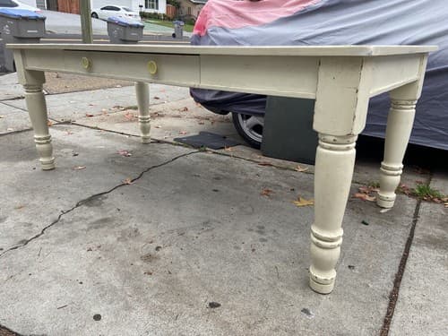 Vintage Pottery Barn Antique Farmhouse Wooden Table White Rustic Finish Style - Thumbnail 5