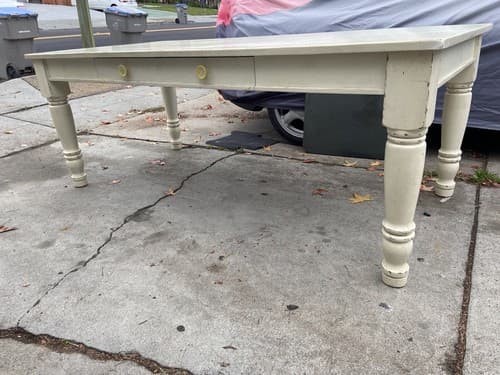 Vintage Pottery Barn Antique Farmhouse Wooden Table White Rustic Finish Style - Thumbnail 6