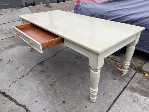 Vintage Pottery Barn Antique Farmhouse Wooden Table White Rustic Finish Style - Thumbnail 7