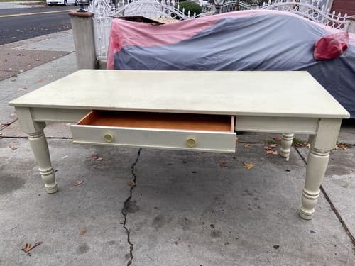 Vintage Pottery Barn Antique Farmhouse Wooden Table White Rustic Finish Style - Thumbnail 9