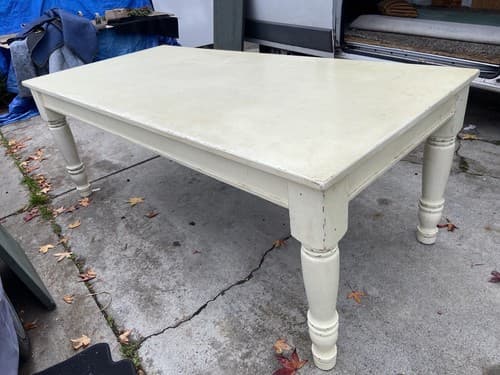 Vintage Pottery Barn Antique Farmhouse Wooden Table White Rustic Finish Style - Thumbnail 13