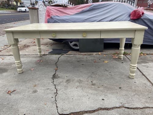 Vintage Pottery Barn Antique Farmhouse Wooden Table White Rustic Finish Style - Thumbnail 15