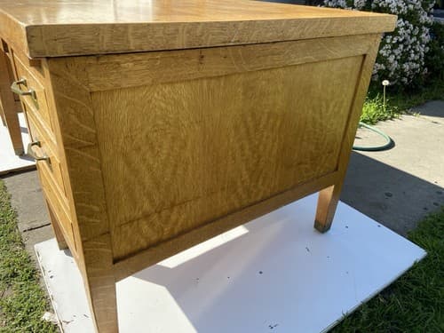 Traditional Antique Quarter Sawn Oak Office or Library Desk - Thumbnail 13