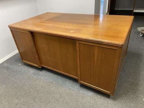 Leopold Vintage Mid Century Modern Walnut Tanker Desk - Thumbnail 2