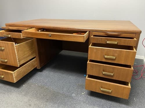 Leopold Vintage Mid Century Modern Walnut Tanker Desk - Thumbnail 10