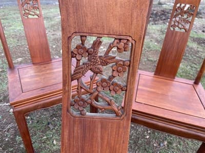 Antique Carved Chinese Rosewood Arm Chair Set Of 8 Needs Restoration - Thumbnail 14