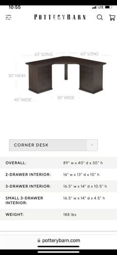 pottery barn Bedford Desk - Thumbnail 15